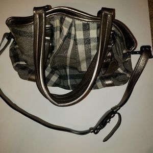Burberry metallic print checkered handbag